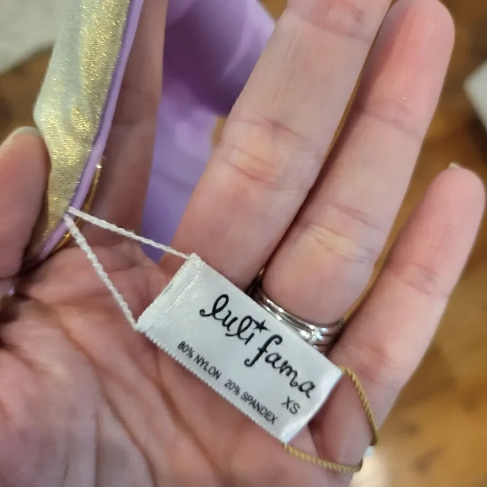 Reversable bikini bottom purple and glittery gold! NWT - XS